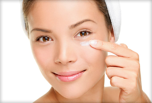 Image result for young girl putting on eye cream