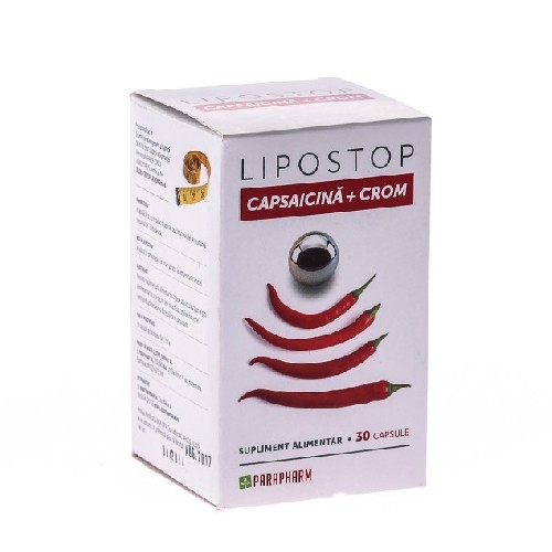 Lipostop Capsaicina + Crom - 30 cps, Pret: 