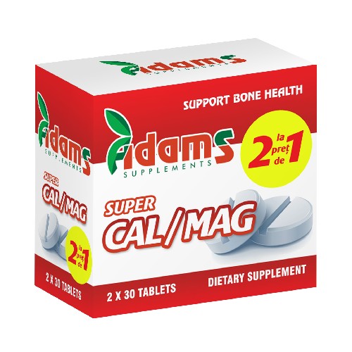 Pachet Super CAL/MAG 30 tablete Adams 1+1 GRATUIT