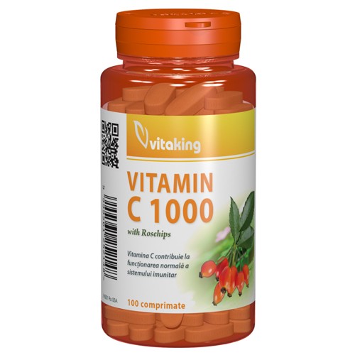 Vitamina C 1000mg cu Macese 100cpr Vitaking imagine produs la reducere