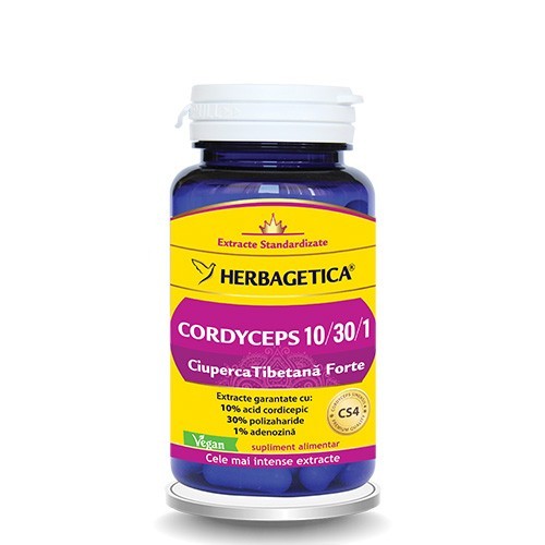 Cordyceps Ciuperca Tibetana Forte 60cps Herbagetica imagine produs la reducere