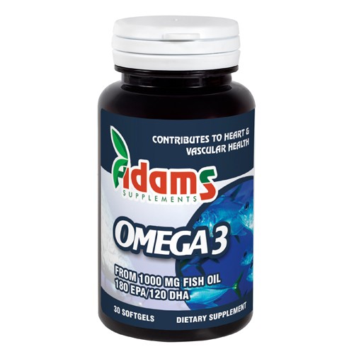 Omega 3 1000mg + Vitamina E 30cps Adams Supplements vitamix.ro