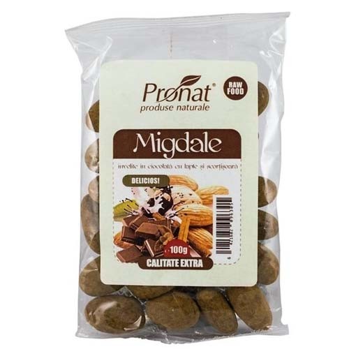 Migdale invelite in ciocolatata, 100gr, Pronat vitamix.ro Seminte, nuci