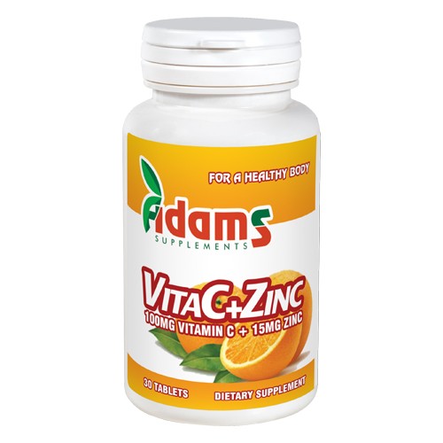 VitaC+Zinc115mg 30tab Adams Supplements imagine produs la reducere