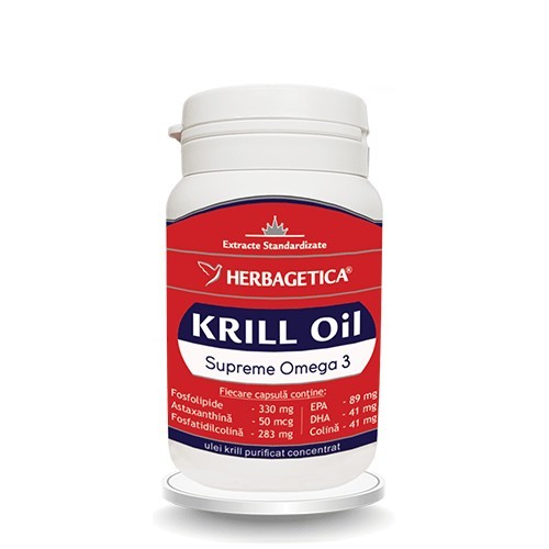 Krill Oil Supreme Omega 3 30cps Herbagetica imagine produs la reducere