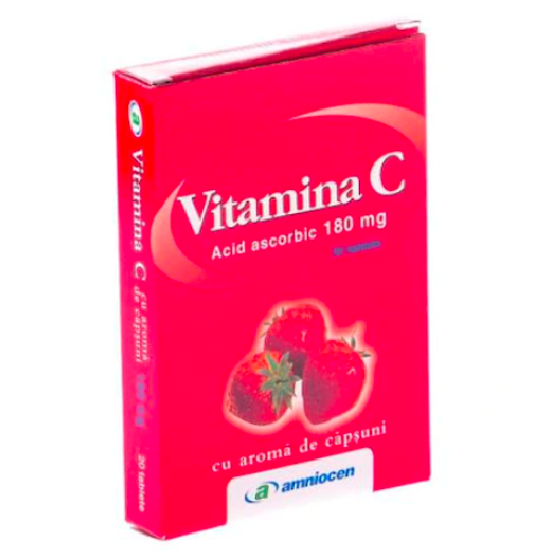 Vitamina C 180gr Aroma Capsuni, 20cpr, Amniocen vitamix.ro