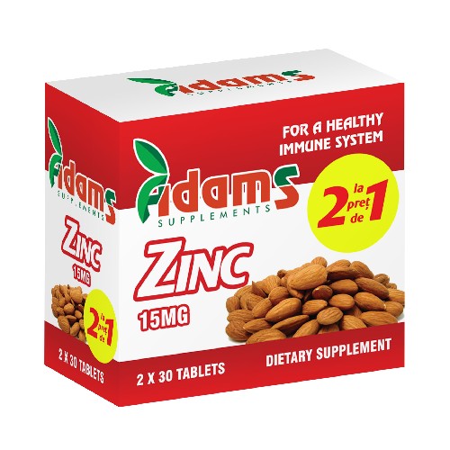 Pachet Zinc 15mg 30 tablete Adams 1+1 GRATUIT vitamix.ro imagine noua reduceri 2022