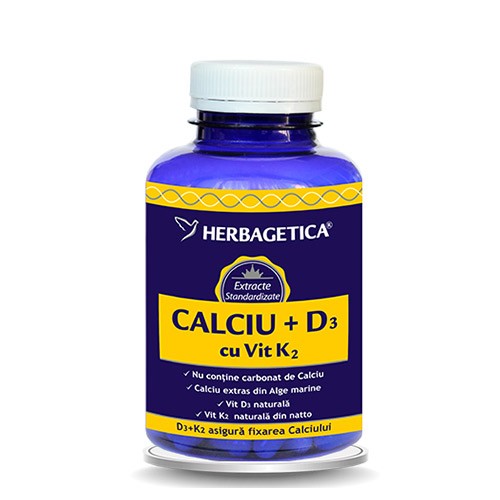 Calciu + D3 cu Vit K2 120cps Herbagertica