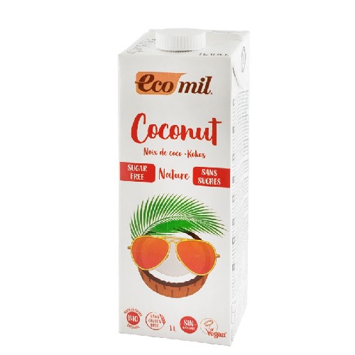 Bautura vegetala Bio de cocos, fara zahar, 1l, Ecomil