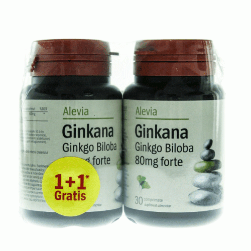 Ginkana Ginko Biloba Forte 30+30cpr GRATIS Alevia vitamix.ro