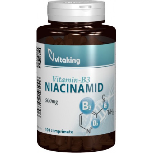 Vitamina B3 (Niacinamid) 500mg, 100cpr, Vitaking vitamix.ro