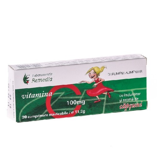 Vitamina C Capsuni 100mg 20cpr Remedia vitamix poza