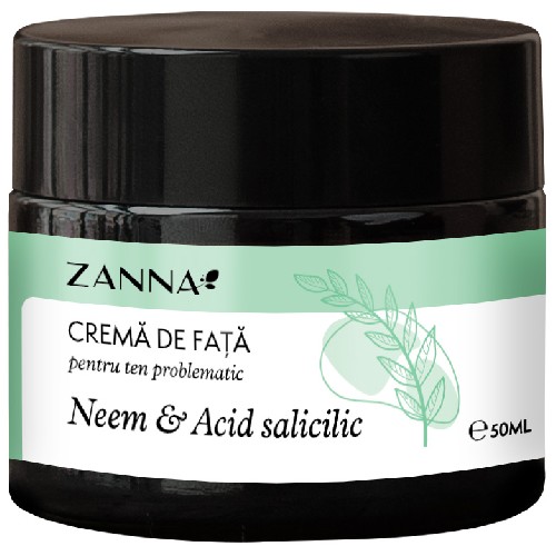 Crema pentru ten problematic cu Neem si Acid Salicilic, 50 ml, Zanna