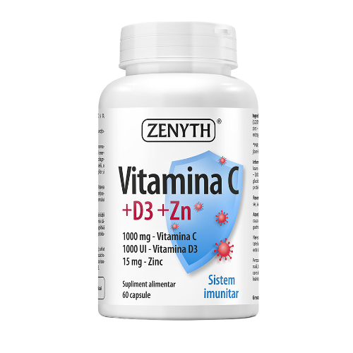 Vitamina C+D3+Zn, 60cps, Zenyth