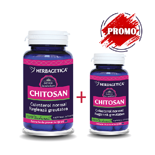 Pachet Chitosan 60+10cps Herbagetica vitamix poza