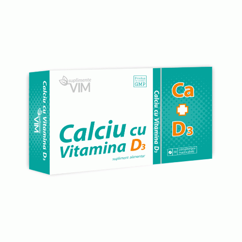 Calciu cu Vitamina D3 20 cpr. Suplimente VIM vitamix poza