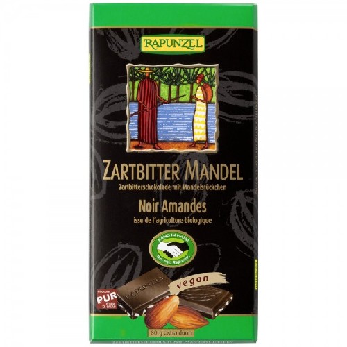 Ciocolata Amaruie 55% cu Migdale 80gr Rapunzel vitamix.ro