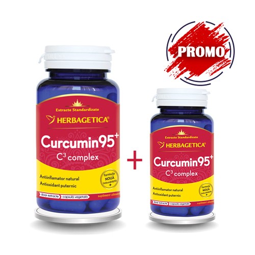 Curcumin +95 C3 Complex 60cps + 10cps Herbagetica imagine produs la reducere