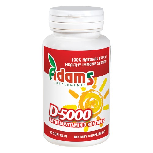 Vitamina D-5000 softgel 30 cps Adams Supplements imagine produs la reducere