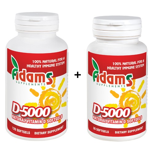 Pachet Vitamina D-5000 120gelule.+ 30gelule GRATUIT imagine produs la reducere