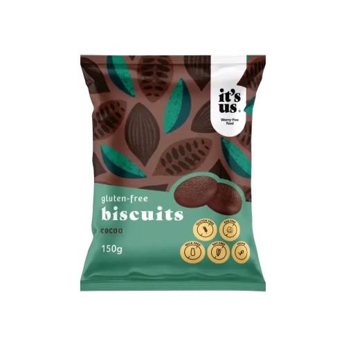 Biscuiti cu Cacao, fara gluten, 150 g, It`S Us
