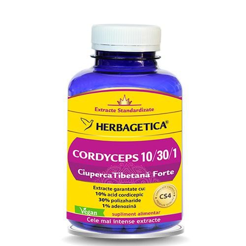 Cordyceps Ciuperca Tibetana Forte 120cps Herbagetica imagine produs la reducere