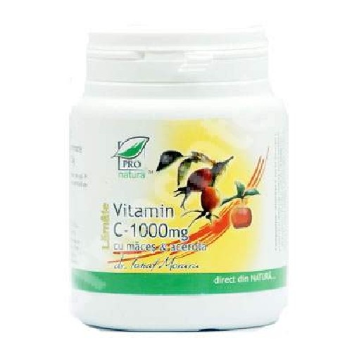 Vitamina C 1000mg Macese&Acerola, 60cpr, Pro Natura imagine produs la reducere