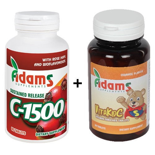 Pachet Vitamina C-1500 macese 90tab.+Vitakid C 30tab. imagine produs la reducere