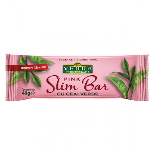 Baton Slim Bar Cu Ceai Verde Pink 40gr vitamix poza