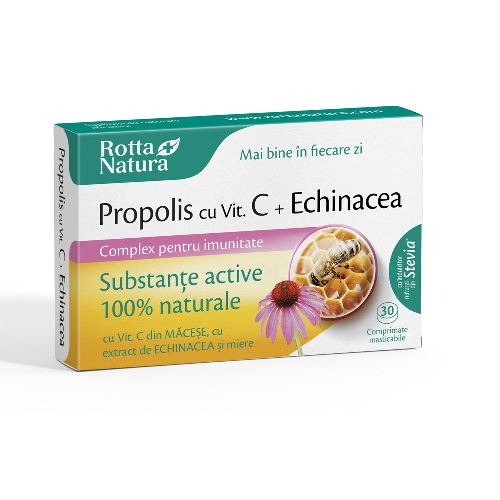 Propolis cu Vitamina C Naturala + Echinacea 30cps Rotta Natura imagine produs la reducere