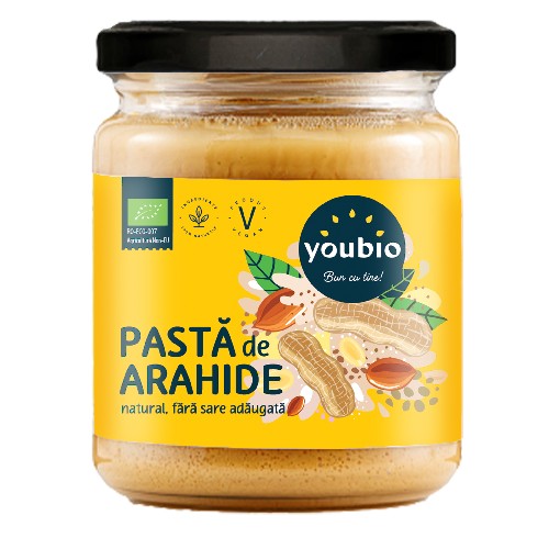 Pasta de arahide natural, ecologic 250g, Youbio