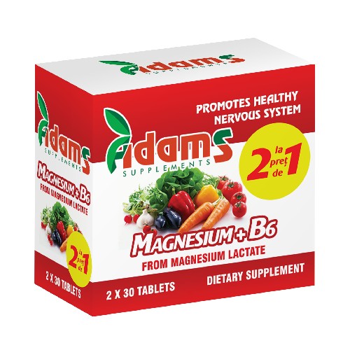 Pachet Magneziu+B6 30tab Adams 1+1 GRATUIT vitamix.ro