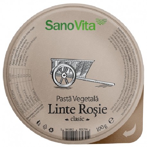 Pasta Vegetala din Linte Rosie Clasic 100g Sano Vita vitamix.ro