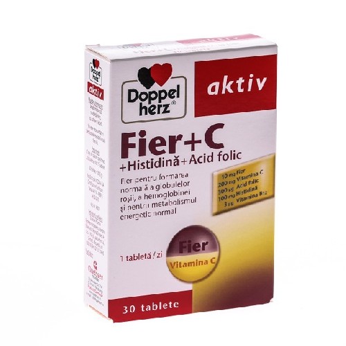 Fier + Vitamina C + Histidina + Acid Folic 30cpr Doppel Herz imagine produs la reducere