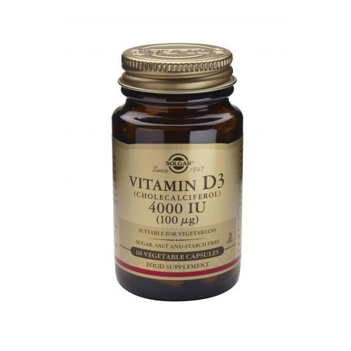 Vitamin D3 4000IU (100micrograme) 60cps Solgar imagine produs la reducere