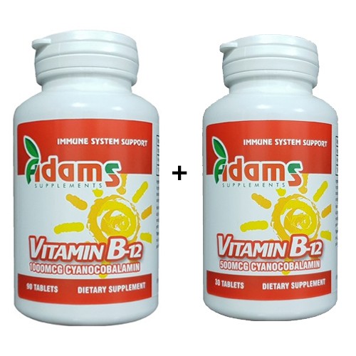 Pachet Vitamina B12 1000mcg 90tab.+ 500mcg 30tab. GRATUIT imagine produs la reducere