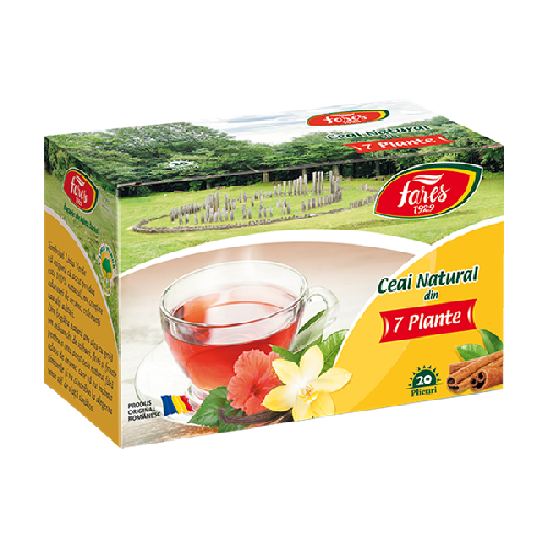 Ceai natural din 7 Plante Bio, 20 plicuri, Fares vitamix.ro