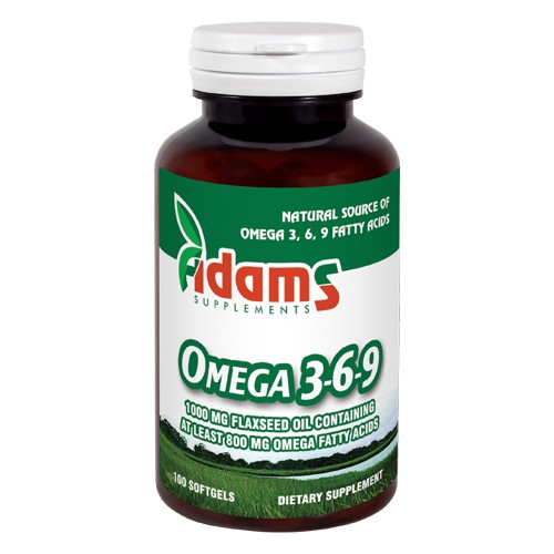 Omega 3-6-9 Ulei din seminte de in 100cps. Adams Supplements vitamix.ro