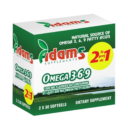 Pachet Omega 3-6-9 Ulei din Seminte de In 30cps Adams 1+1 GRATIS vitamix.ro imagine noua reduceri 2022