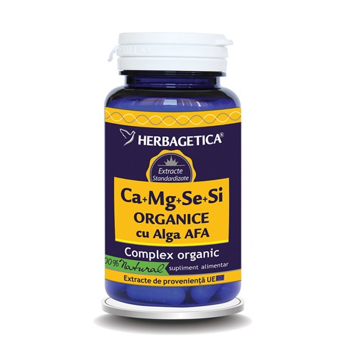 Ca+Mg+Se+Si Organice+alga AFA 70cps Herbagetica imagine produs la reducere