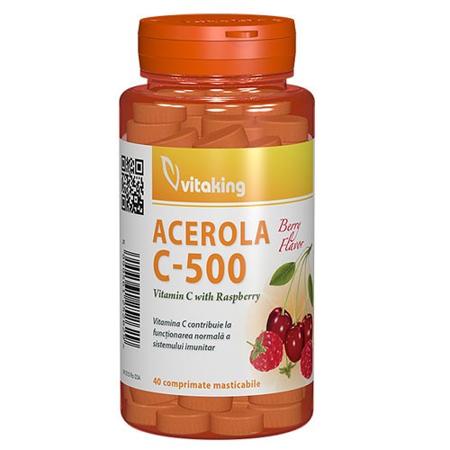 Vitamina C-500 cu Acerola 40cpr masticabile Vitaking imagine produs la reducere
