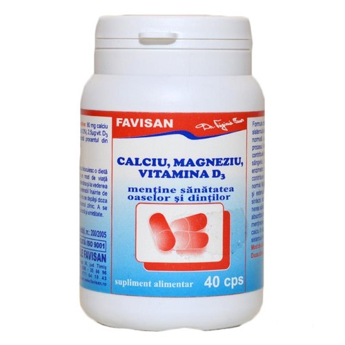 Calciu Magneziu Vitamina D3 40cps Favisan imagine produs la reducere