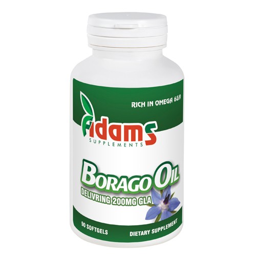 Borago Oil (Limba Mielului) 1000mg, 90cps. Adams Supplements vitamix.ro