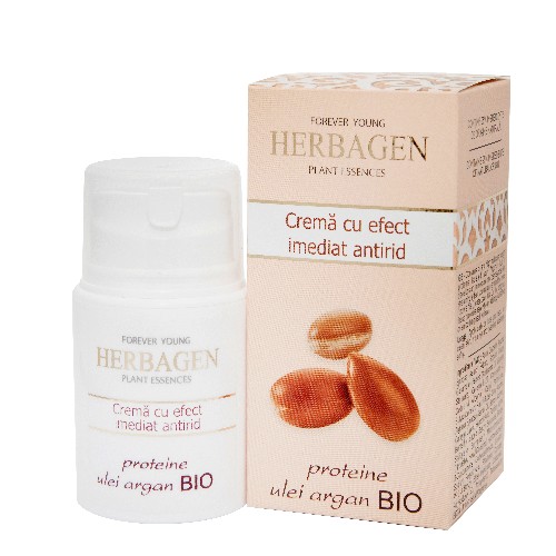 Crema Efect Imediat Antirid cu proteine si Argan 50ml Herbagen imagine produs la reducere