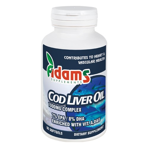 Cod Liver Oil (ulei din ficat de cod) 1000mg 90 capsule Adams