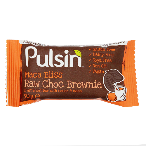 Baton Organic cu Maca si Cacao Brownie 50gr Pulsin imagine produs la reducere