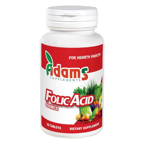 Acid Folic 400mcg 30tab Adams Supplements imagine produs la reducere