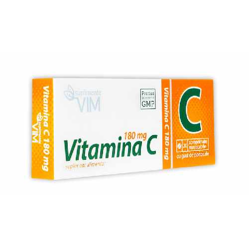 Vitamina C 180 mg 20 cpr. Cu gust de portocale Suplimente VIM imagine produs la reducere