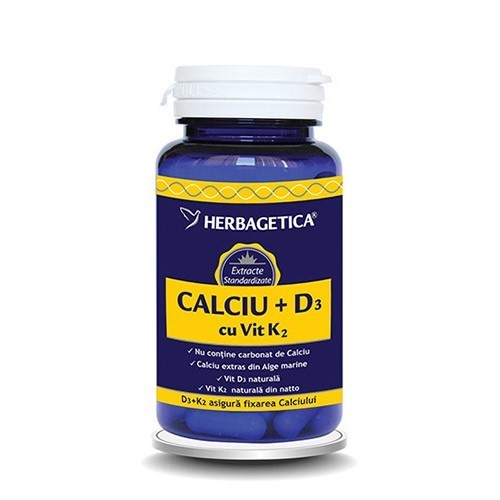 Calciu+d3 Cu Vit K2 30cps Herbagetica imagine produs la reducere
