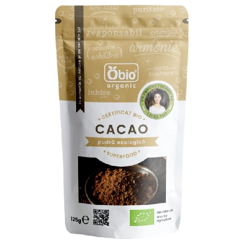 Cacao Pudra Raw Bio, 125gr, Obio